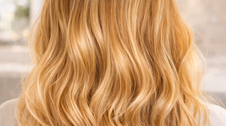 Close-up of warm blonde hair color, illustrating how undertone affects overall appearance