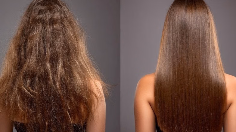 Long straight hair from the back demonstrating frizz-free and smooth results after hair rebonding