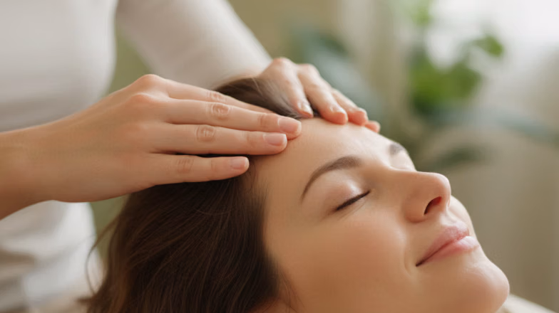 Professional scalp cleansing treatment with shampoo in salon, deep cleaning and nourishing hair roots